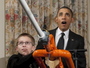 Obama Shoots Marshmallow Cannon In 