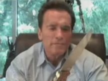 Schwarzenegger Wields Knife In Video About Cutting Budget